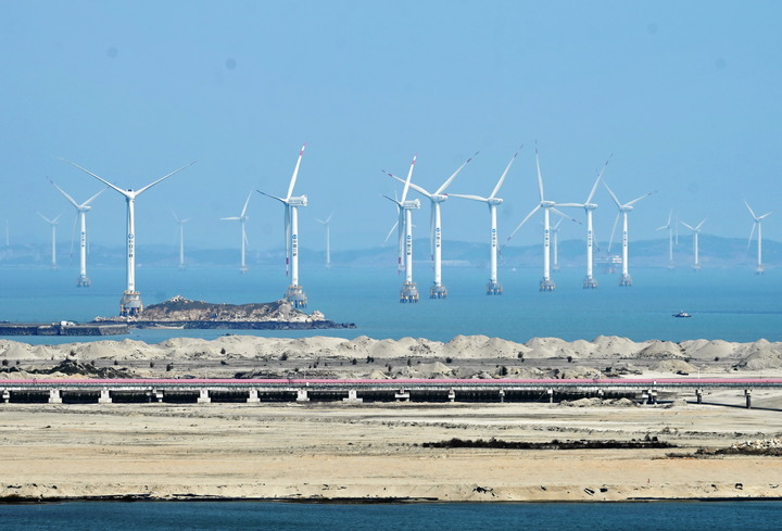 2021年3月9日，三峽福清興化灣海上風電場。新華社記者 林善傳 攝