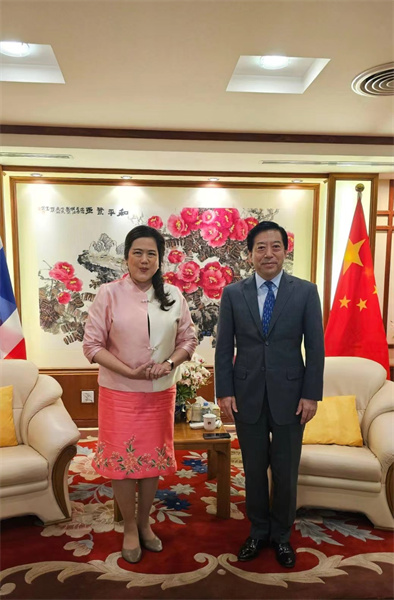中國駐泰國大使會見泰國民聯(lián)廳候任廳長。中國駐泰國大使館供圖