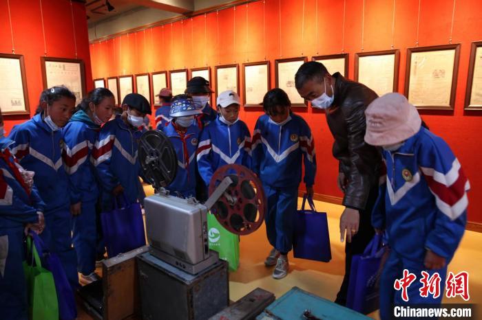 資料圖為玉樹市第四完小學(xué)生參觀鑄牢中華民族共同體意識(shí)主題展?！『F龍 攝