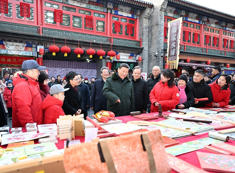 2024年2月1日，習近平總書記在天津古文化街考察。