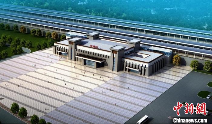 成蘭鐵路松潘站設(shè)計效果圖?！≈需F八局供圖