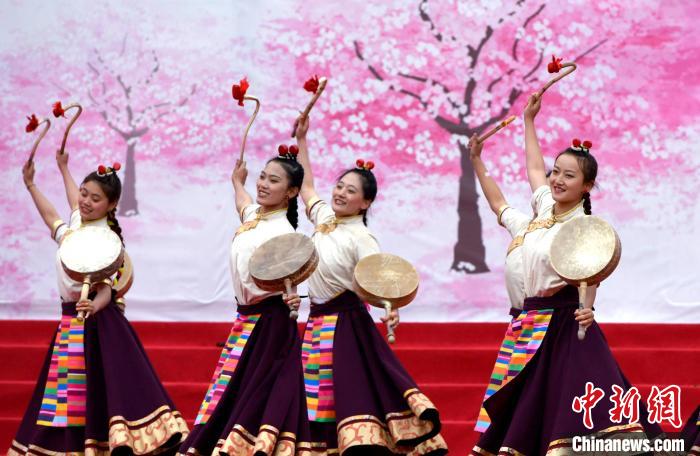 3月28日，西藏林芝第二十屆桃花旅游文化節(jié)開幕式上的文藝表演?！±盍?攝